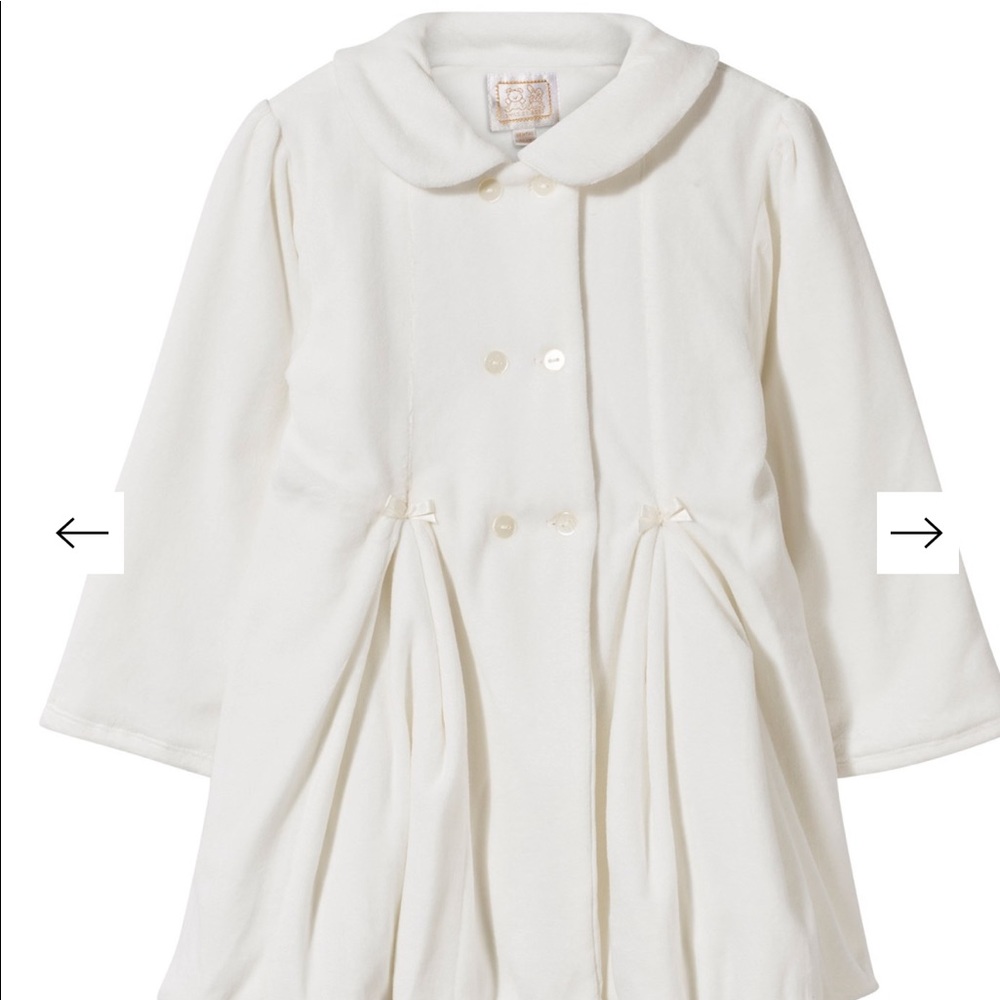 Emile et Rose, Ivory Velour Coat, 24 months.  (LA)